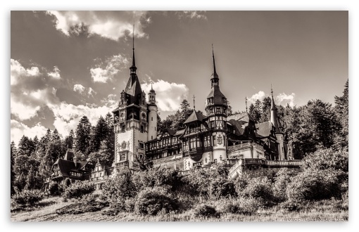 Download Peles Castle Romania Sepia UltraHD Wallpaper