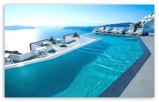 Download Santorini Hotel UltraHD Wallpaper