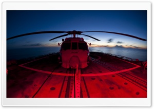 Military Helicopters Red And...