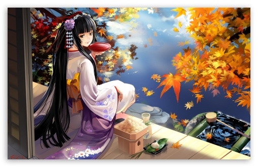Download Autumn Anime Scenery UltraHD Wallpaper