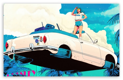 Download Retro Sci-fi Girl Illustration UltraHD Wallpaper