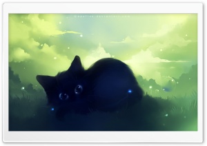 Dreamy Black Kitty Painting