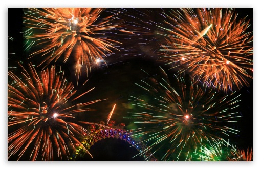 Download Colorful Fireworks Around The London Eye... UltraHD Wallpaper