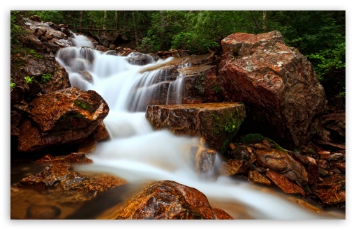 Download Beautiful Forest Waterfall Long Exposure UltraHD Wallpaper