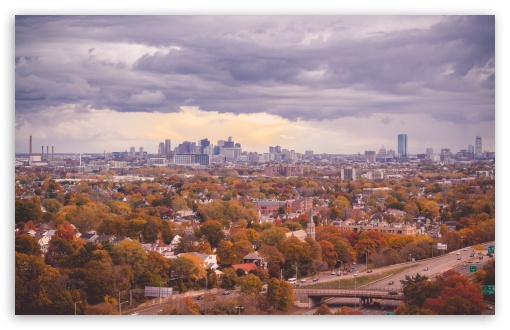 Download City, Fall, Panoramic View UltraHD Wallpaper