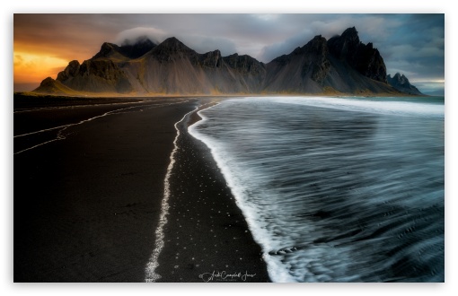 Download Vestrahorn Mountain Black Sand Beach, Iceland UltraHD Wallpaper