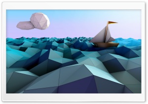 Sailing Boat, Sea, Low Poly...