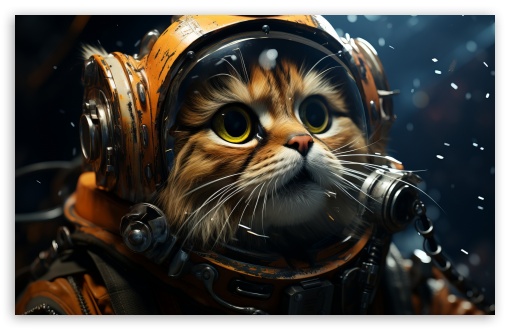 Download Lovely Space Kitten UltraHD Wallpaper