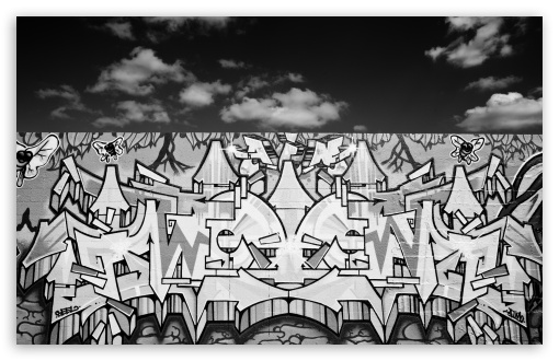Download Graffiti Black And White UltraHD Wallpaper