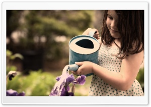 Girl Watering Plants