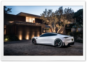 White Tesla Roadster Electric...