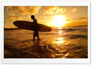 Surfer At Sunset