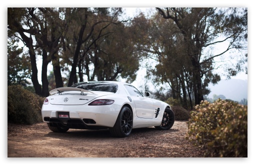 Download White Mercedes Benz AMG SLS UltraHD Wallpaper