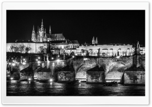 Prague at Night Black and White
