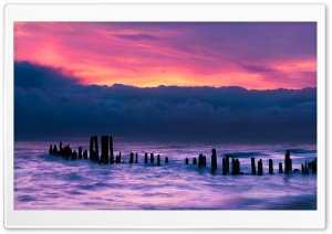 Old Wooden Pier, Morning,...