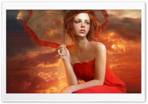 Woman In Red Dress Painting
