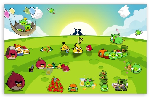 Download Angry Birds Party UltraHD Wallpaper