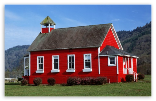 Download Red Schoolhouse, Northern California UltraHD Wallpaper