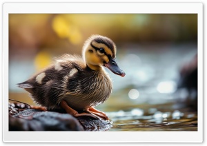 Cute Duckling by the Water