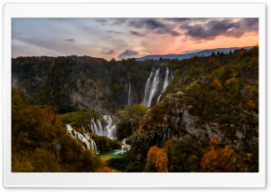 Autumn, Waterfall, Plitvice...