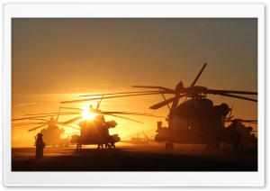 Helicopters At Sunset