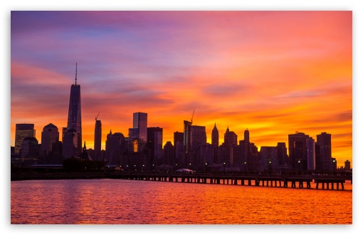 Download New York City Skyline Sunrise UltraHD Wallpaper
