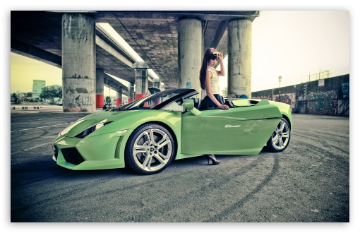 Download Girl With Lamborghini Gallardo UltraHD Wallpaper