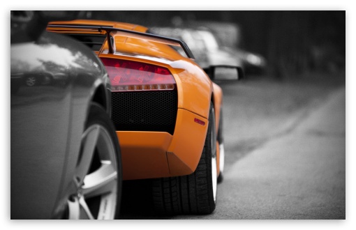 Download Orange Lamborghini Rear UltraHD Wallpaper