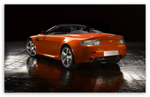 Download Orange Aston Martin Vantage V8 Car UltraHD Wallpaper