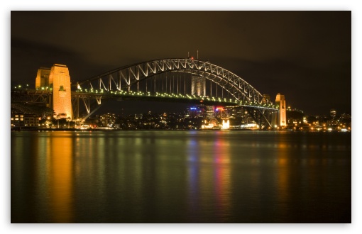 Download Sydney Harbour Bridge At Night UltraHD Wallpaper