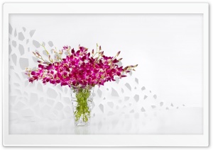 Purple Orchids in a Glass Vase