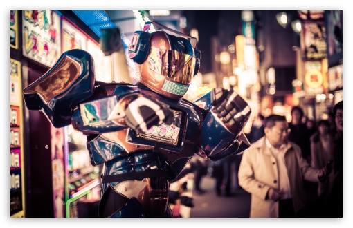 Download Robots in the Streets of Tokyo UltraHD Wallpaper
