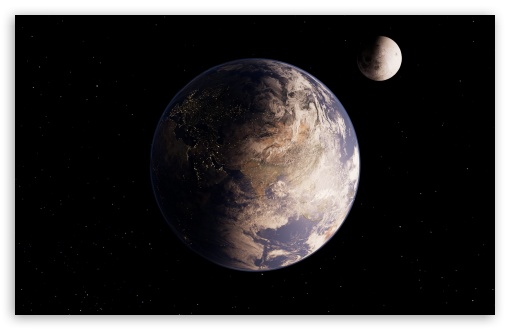 Download Earth and Moon UltraHD Wallpaper