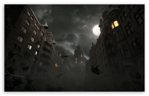 Download Dark City Autumn Scene UltraHD Wallpaper