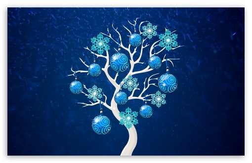 Download Blue Chrismas Tree Decoration UltraHD Wallpaper