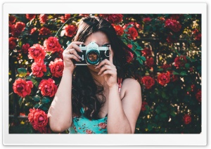 Woman in Floral Dress Taking...