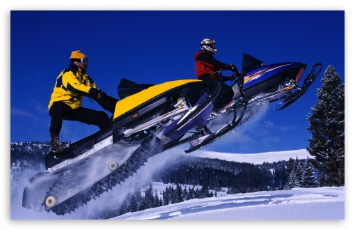 Download Snowmobile Jump UltraHD Wallpaper