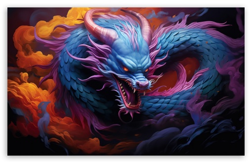 Download Blue Dragon Fantasy Art UltraHD Wallpaper