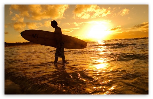 Download Surfer At Sunset UltraHD Wallpaper