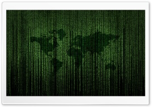 Green Matrix Code World Map