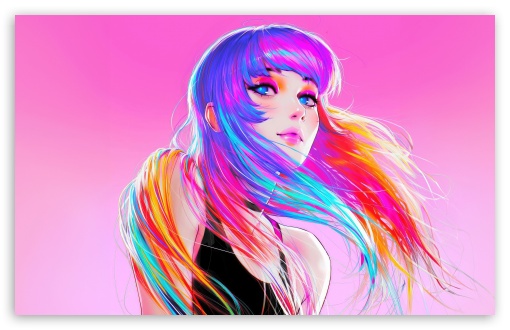 Download Colorful Girl Illustration UltraHD Wallpaper
