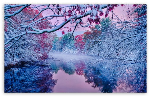 Download River Mist, Autumn - Winter Nature UltraHD Wallpaper