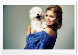 Pretty Woman With Puppy