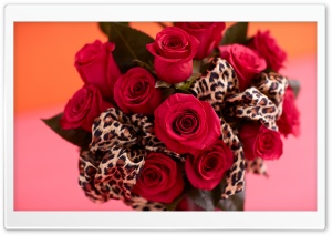 Red Roses Bouquet, Leopard...