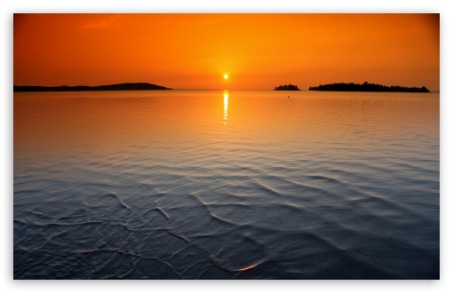 Download Orange Horizon Sunset UltraHD Wallpaper