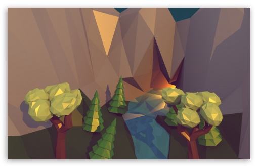 Download Low Poly Cave UltraHD Wallpaper