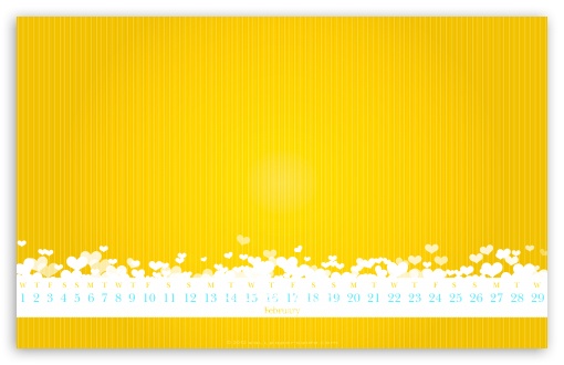 Download February 2012 Calendar (Yellow) UltraHD Wallpaper