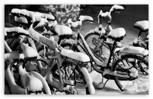 Download Snowy Bicycles UltraHD Wallpaper