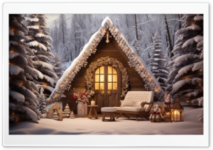 Wooden Cottage, Winter, Snow