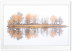 Autumn Trees Island Reflection